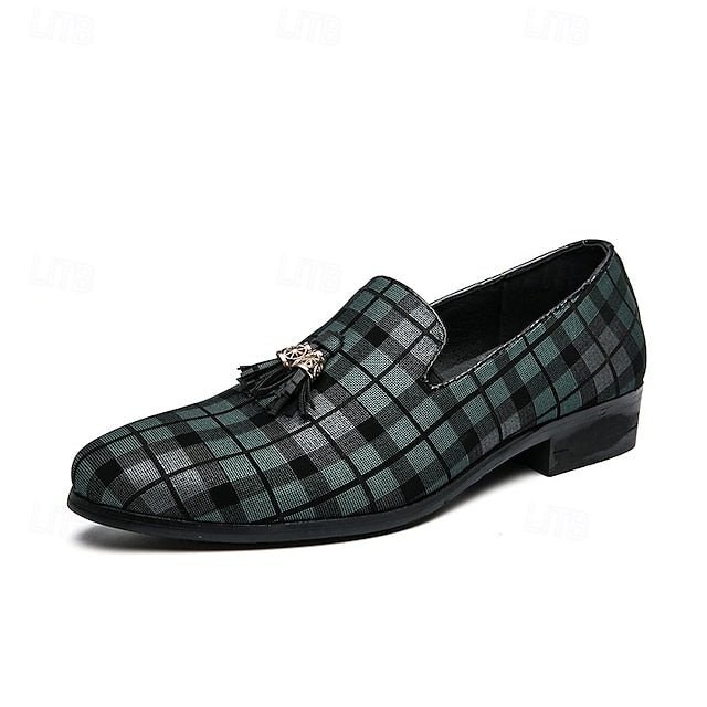 Plaid Men's Decoration Loafers Tassel – Elegant with