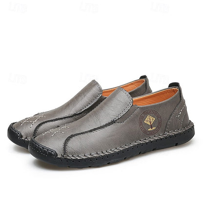 Faux Moccasins Men's Handmade Genuine Beige – Leather