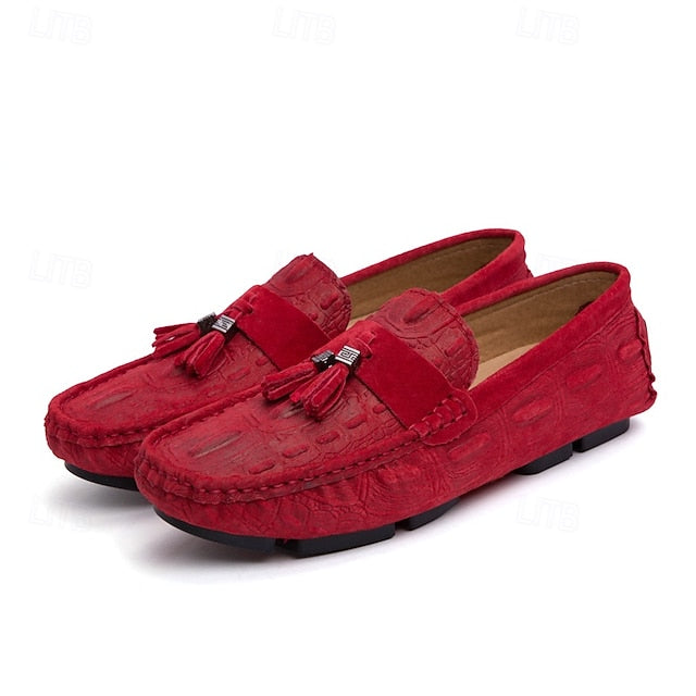 Detail Faux with Suede Tassel Men's and Brown Loafers