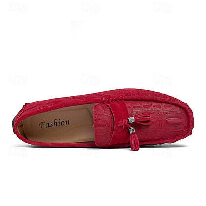 Detail Faux with Suede Tassel Men's and Brown Loafers