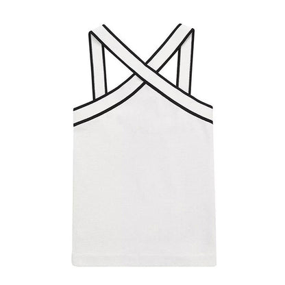 Black with White Halter Top