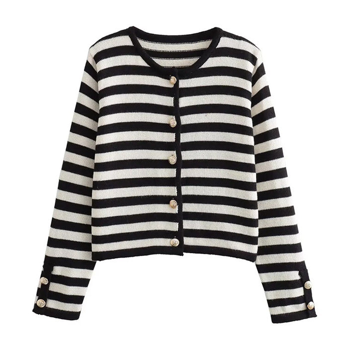 Black Striped Cardigan