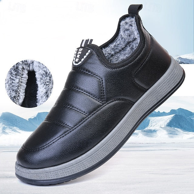 PU Winter Slip-Ons Fleece Loafers Boots lined Men's