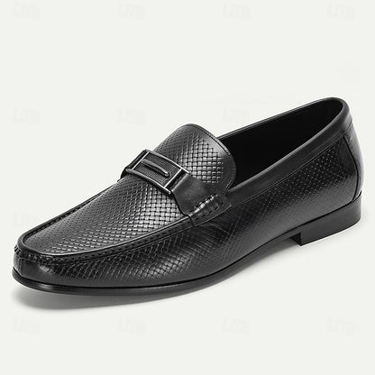 Men's – Black Premium Textured Leather 100% Loafers