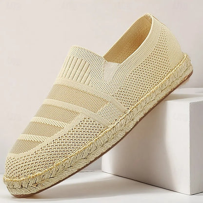 Design – Beige Woven Espadrilles with Men's Vacation