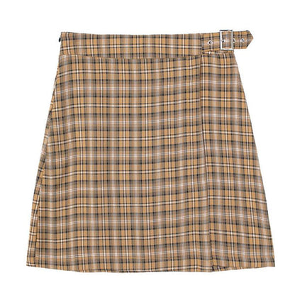 Casual Plaid Top and Skirt Set