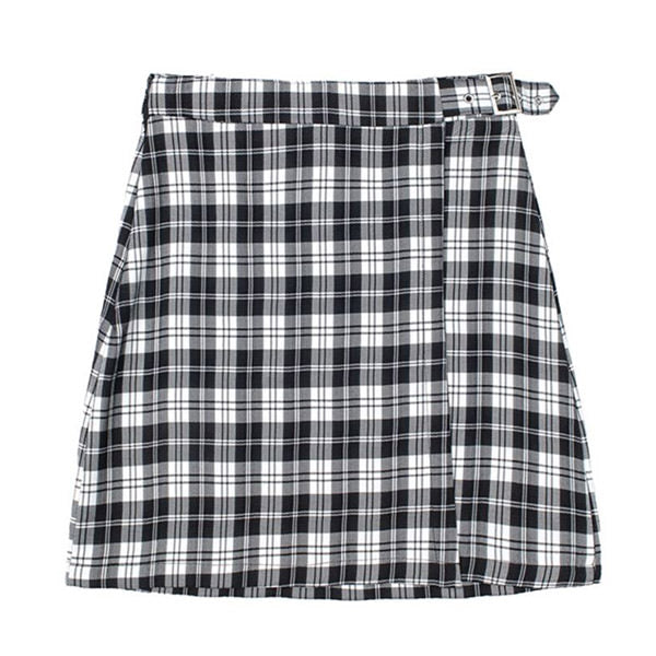 Casual Plaid Top and Skirt Set