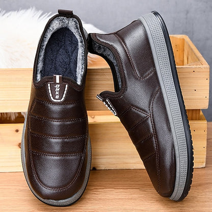 PU Winter Slip-Ons Fleece Loafers Boots lined Men's