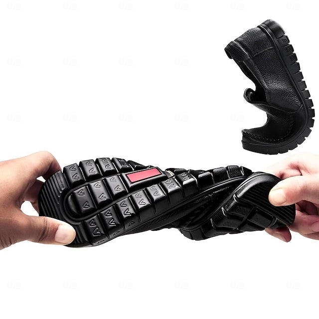 Cowhide Black with Men's Slip-On Premium Loafers Decorative