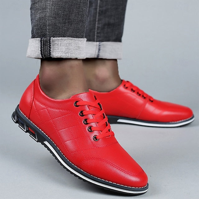 Stylish Leather Sneakers Faux Blue Quilted Lace-Up Men's -