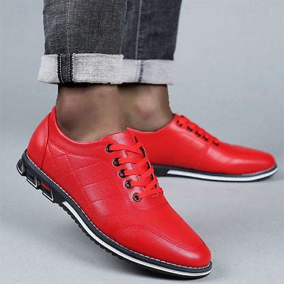 Stylish Leather Sneakers Faux Blue Quilted Lace-Up Men's -