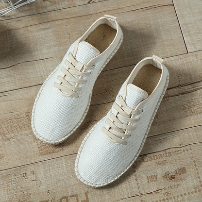 Men's Beige Shoes with Lace-Up Rope Espadrille Jute Canvas