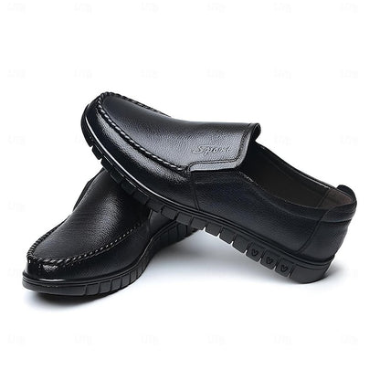 Cowhide Black with Men's Slip-On Premium Loafers Decorative