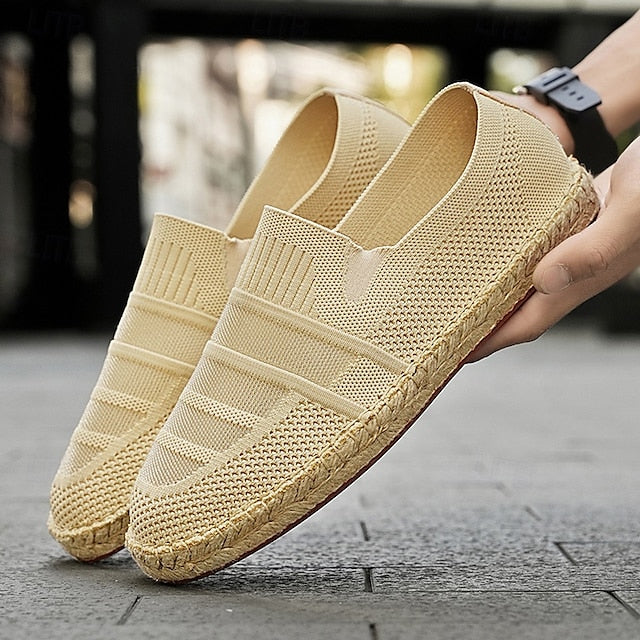 Design – Beige Woven Espadrilles with Men's Vacation