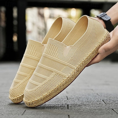 Design – Beige Woven Espadrilles with Men's Vacation