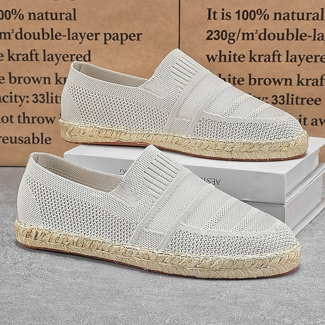 Design – Beige Woven Espadrilles with Men's Vacation