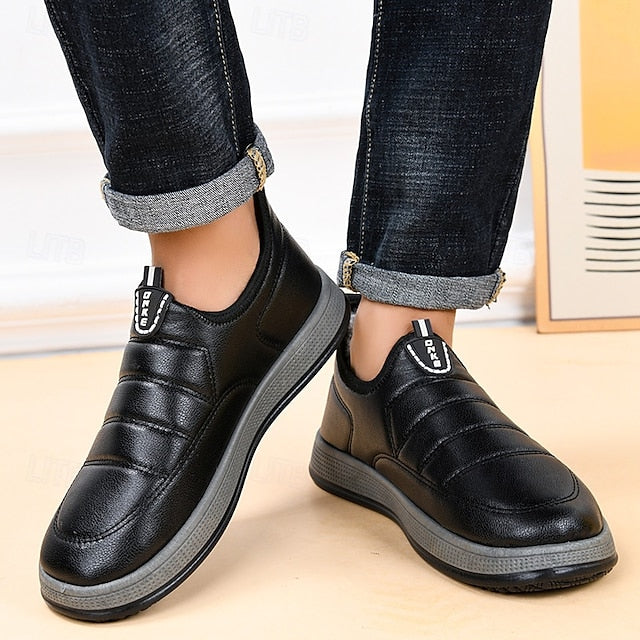 PU Winter Slip-Ons Fleece Loafers Boots lined Men's