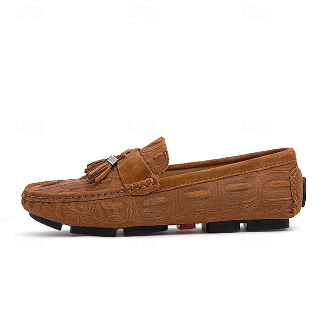 Detail Faux with Suede Tassel Men's and Brown Loafers