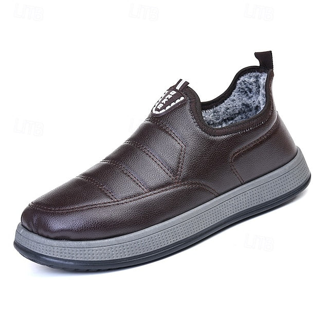 PU Winter Slip-Ons Fleece Loafers Boots lined Men's