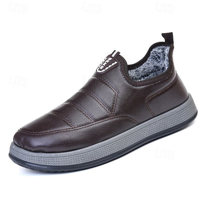 PU Winter Slip-Ons Fleece Loafers Boots lined Men's