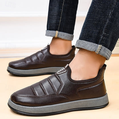 PU Winter Slip-Ons Fleece Loafers Boots lined Men's