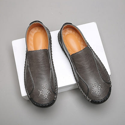 Faux Moccasins Men's Handmade Genuine Beige – Leather