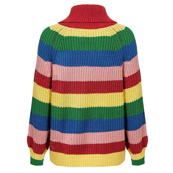 Roll Neck Rainbow Knit Jumper