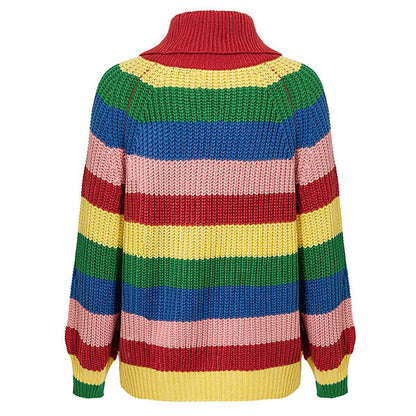 Roll Neck Rainbow Knit Jumper