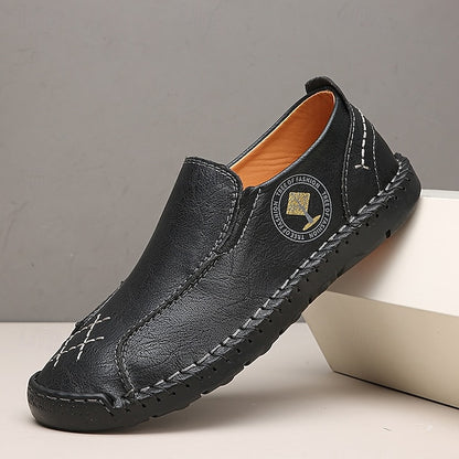 Faux Moccasins Men's Handmade Genuine Beige – Leather