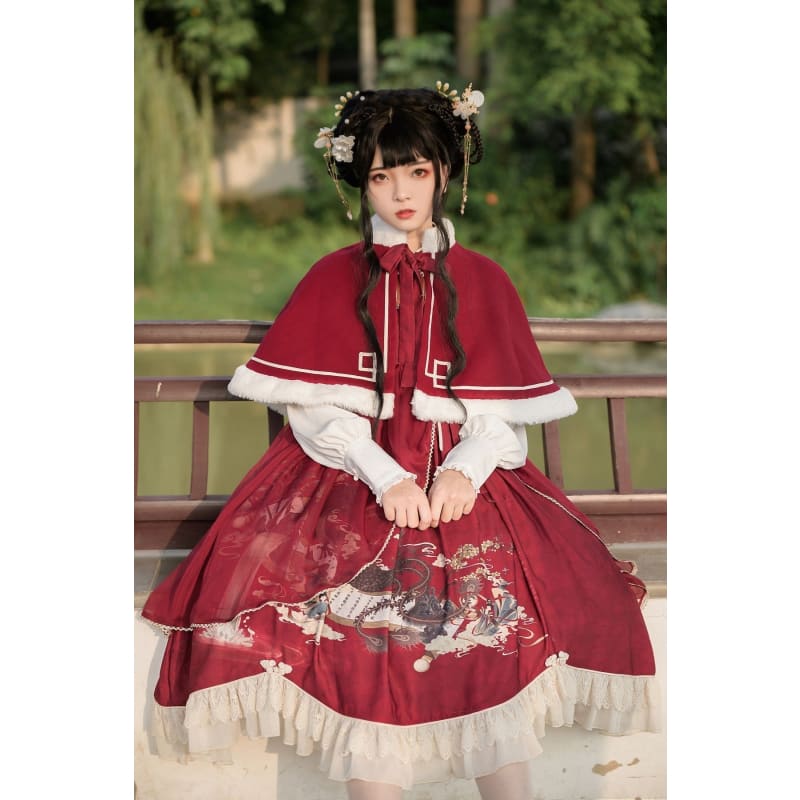 Red Dragon Lolita Tang Dress - Modern Hanfu