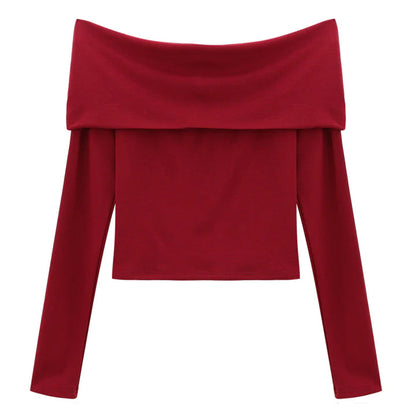 Red Elegant Bardot Top