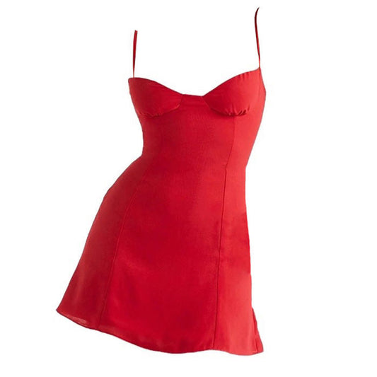 Bold Red Satin Mini Dress