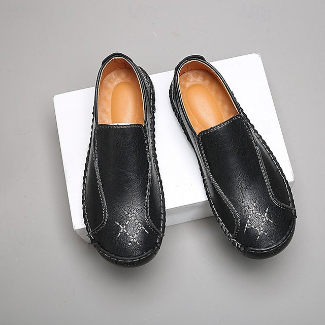 Faux Moccasins Men's Handmade Genuine Beige – Leather