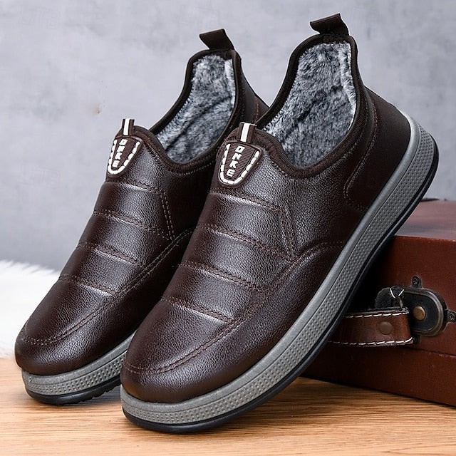 PU Winter Slip-Ons Fleece Loafers Boots lined Men's