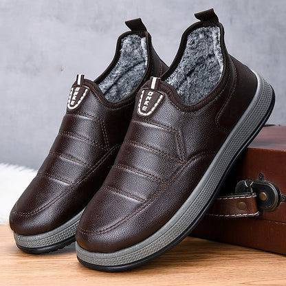 PU Winter Slip-Ons Fleece Loafers Boots lined Men's
