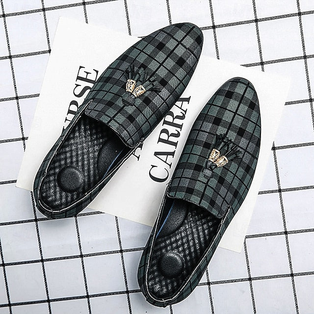 Plaid Men's Decoration Loafers Tassel – Elegant with