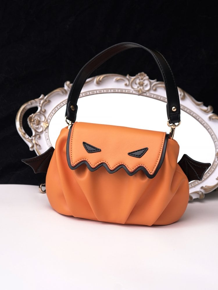 Halloween Orange Pumpkin Bat Wings Tote Bag