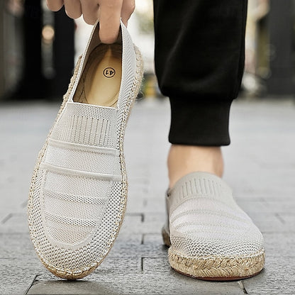 Design – Beige Woven Espadrilles with Men's Vacation