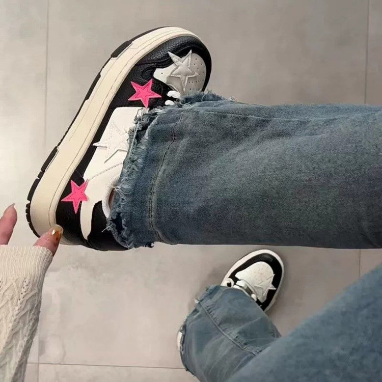 Pink Black Star Sneakers