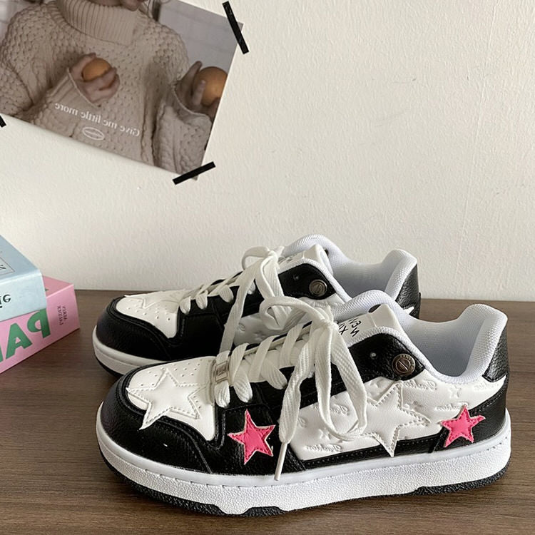 Pink Black Star Sneakers