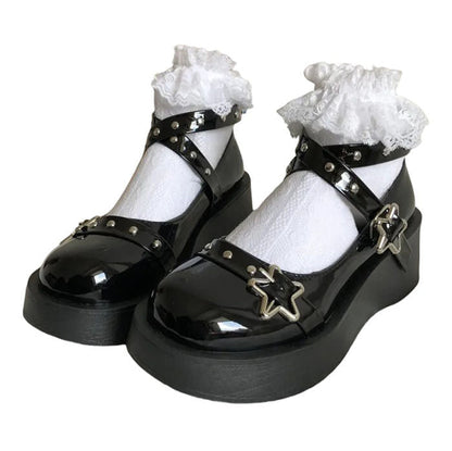 Star Black Platform Sandals