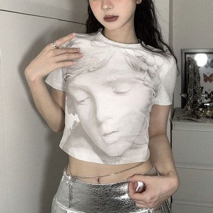 White Aesthetic Statue T-Shirt