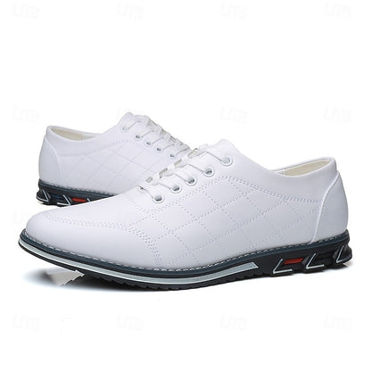 Stylish Leather Sneakers Faux Blue Quilted Lace-Up Men's -