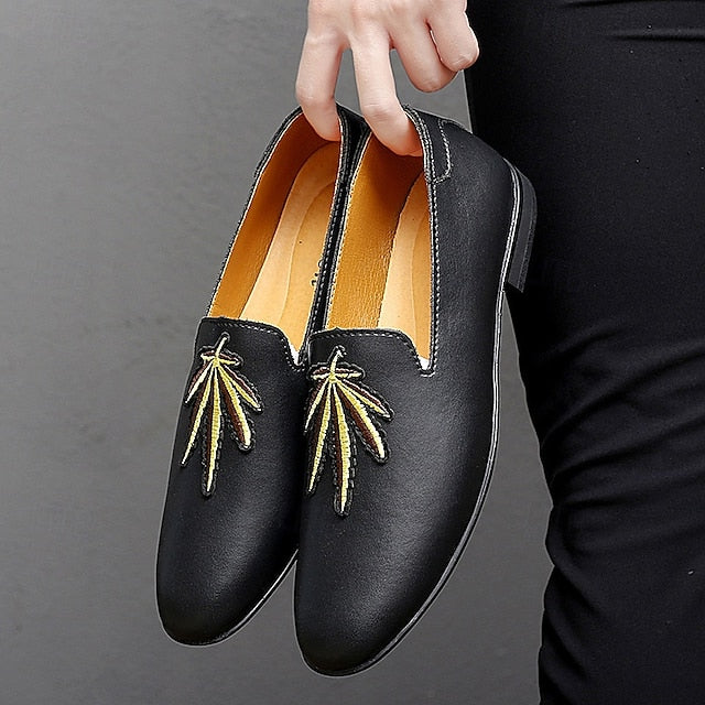 Shoes Men's Feather - Leather White with Loafers Faux Prom