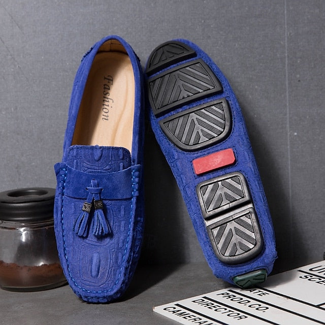 Detail Faux with Suede Tassel Men's and Brown Loafers