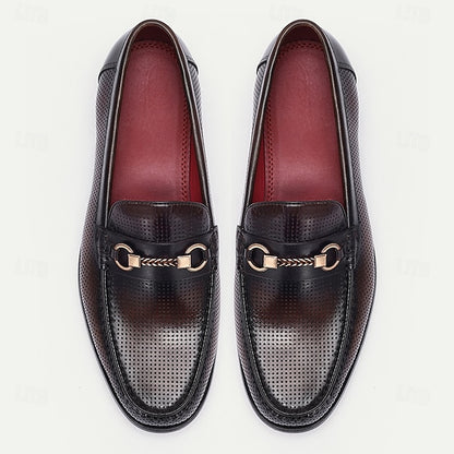 Men's – Black Premium Textured Leather 100% Loafers