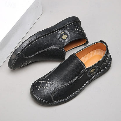 Faux Moccasins Men's Handmade Genuine Beige – Leather