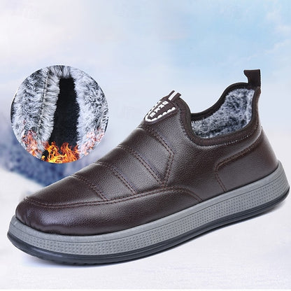 PU Winter Slip-Ons Fleece Loafers Boots lined Men's