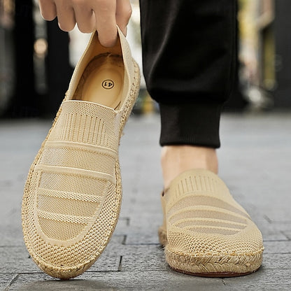 Design – Beige Woven Espadrilles with Men's Vacation