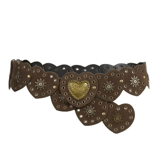 Ceinture en daim marron avec coeur vintage